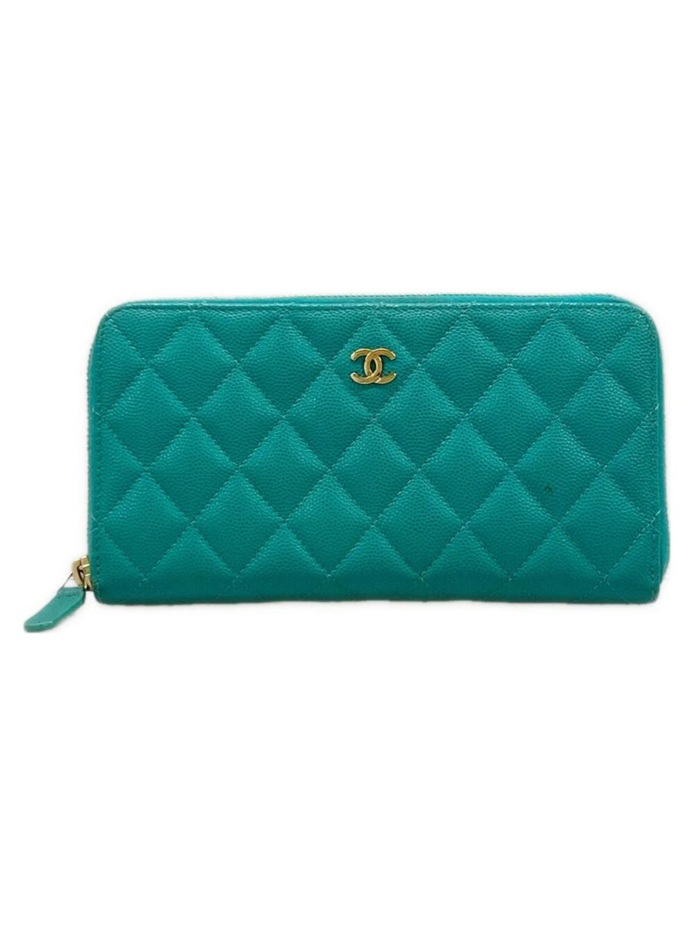 Chanel Matelasse Green Calfskin Long #282333C90B